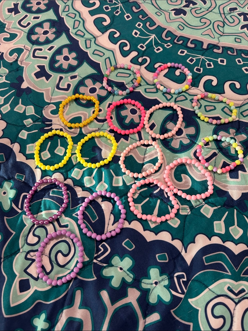 Kids Beaded Stretch Bracelets - Assorted Pastel and Bright Colors